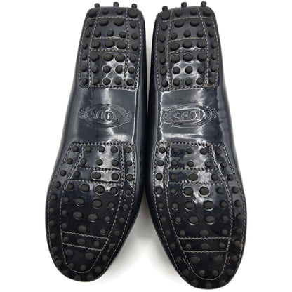 Tod’s Heaven Double T-Bit Loafers Driving Shoes Navy Patent Leather Rare 39.5