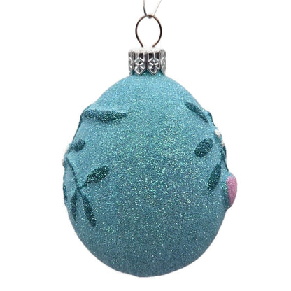 Patricia Breen Mistletoe Egg Turquoise Pink Heart Christmas Holiday Ornament