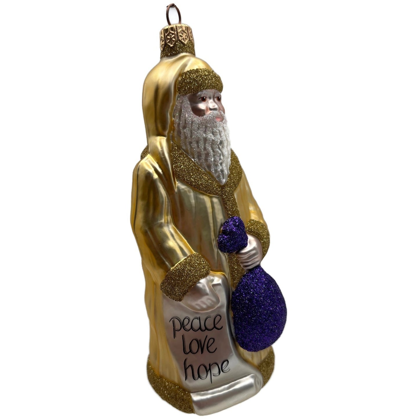 Patricia Breen Gift of the Season Gold Purple Bag Santa Claus Christmas Ornament