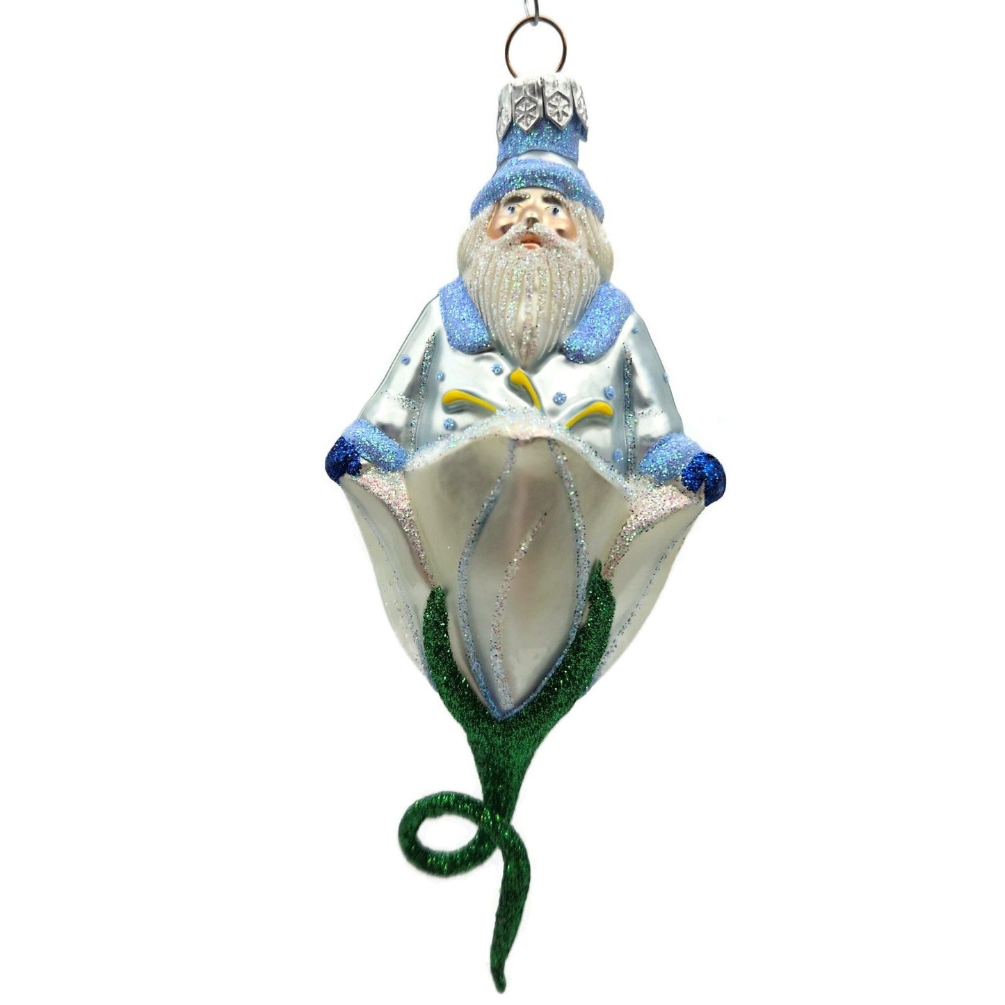 Patricia Breen Bluebell Santa Claus Polka Dots Spring Christmas Tree Ornament