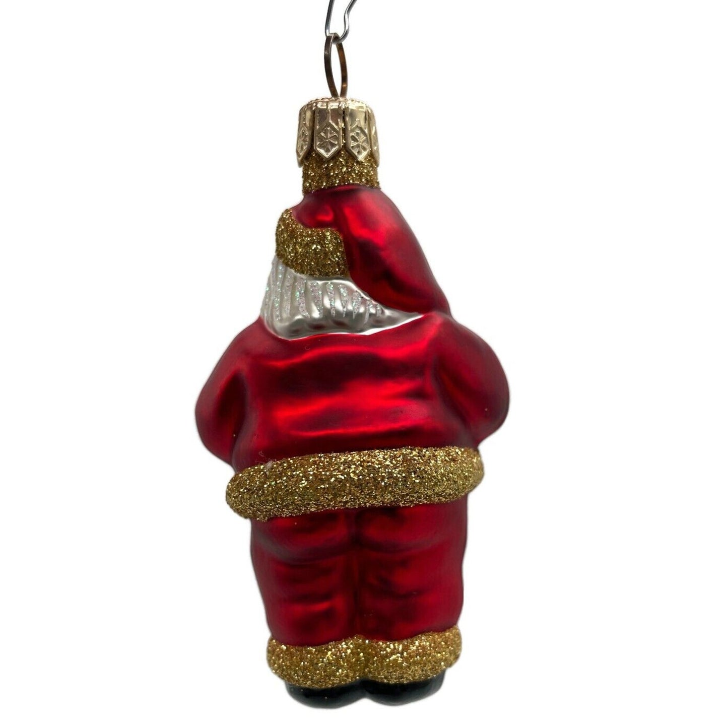 Patricia Breen Miniature Ho Ho Ho Red Gold Santa Claus Christmas Tree Ornament