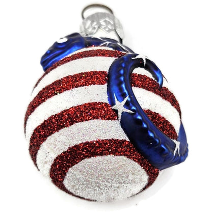 Patricia Breen Miniature Chameleon Striped Patriotic Blue Christmas Ornament
