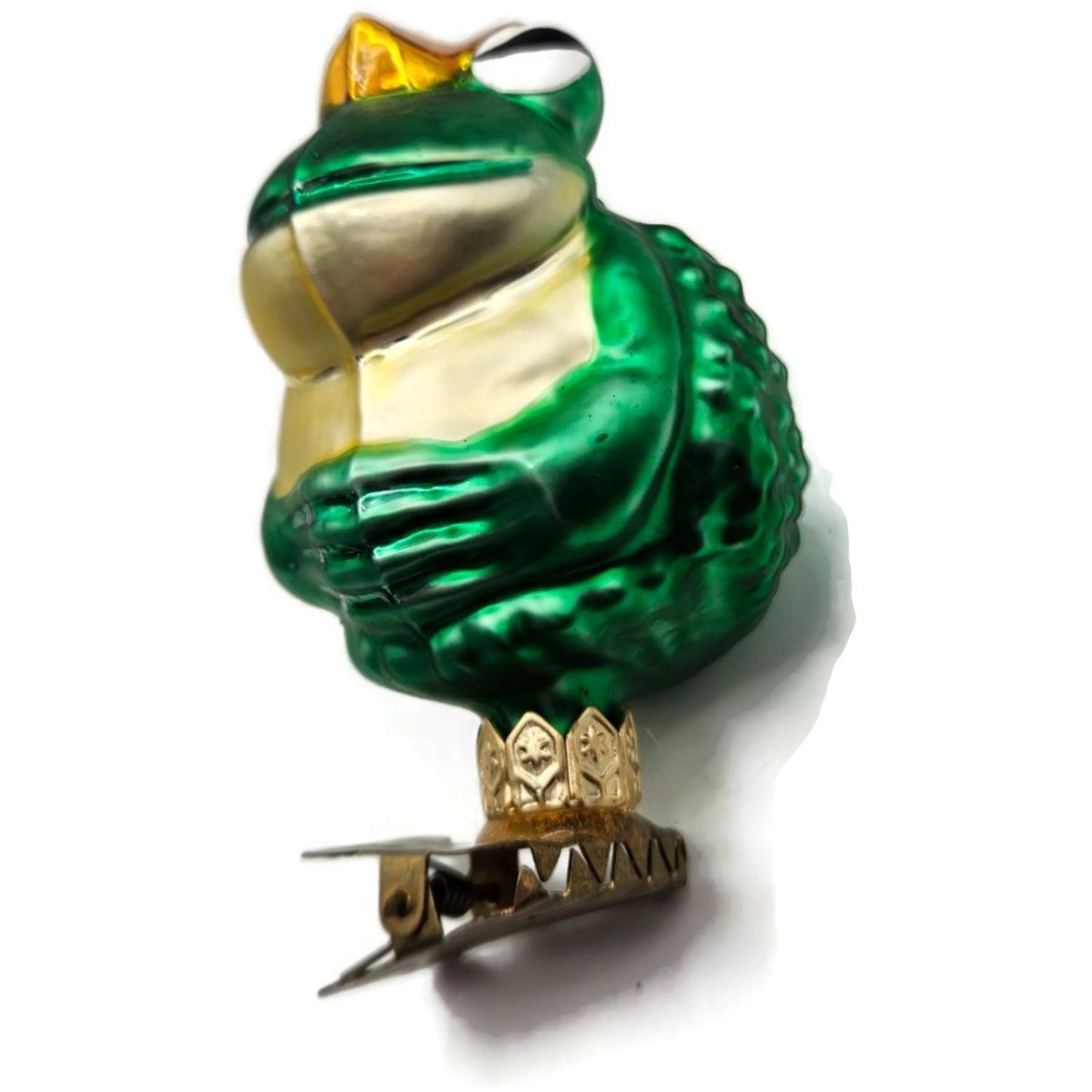 Patricia Breen Frog Prince Green Gold Crown Clip On Christmas Ornament