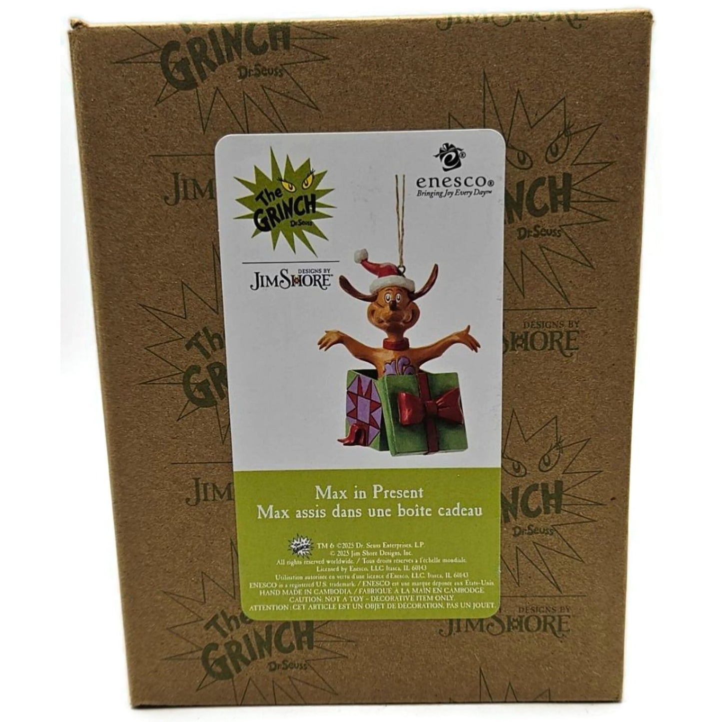 Jim Shore Dr. Seuss The Grinch Max the Dog in Present Enesco Christmas Ornament