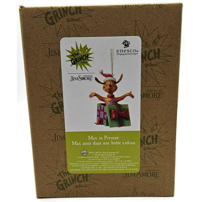 Jim Shore Dr. Seuss The Grinch Max the Dog in Present Enesco Christmas Ornament