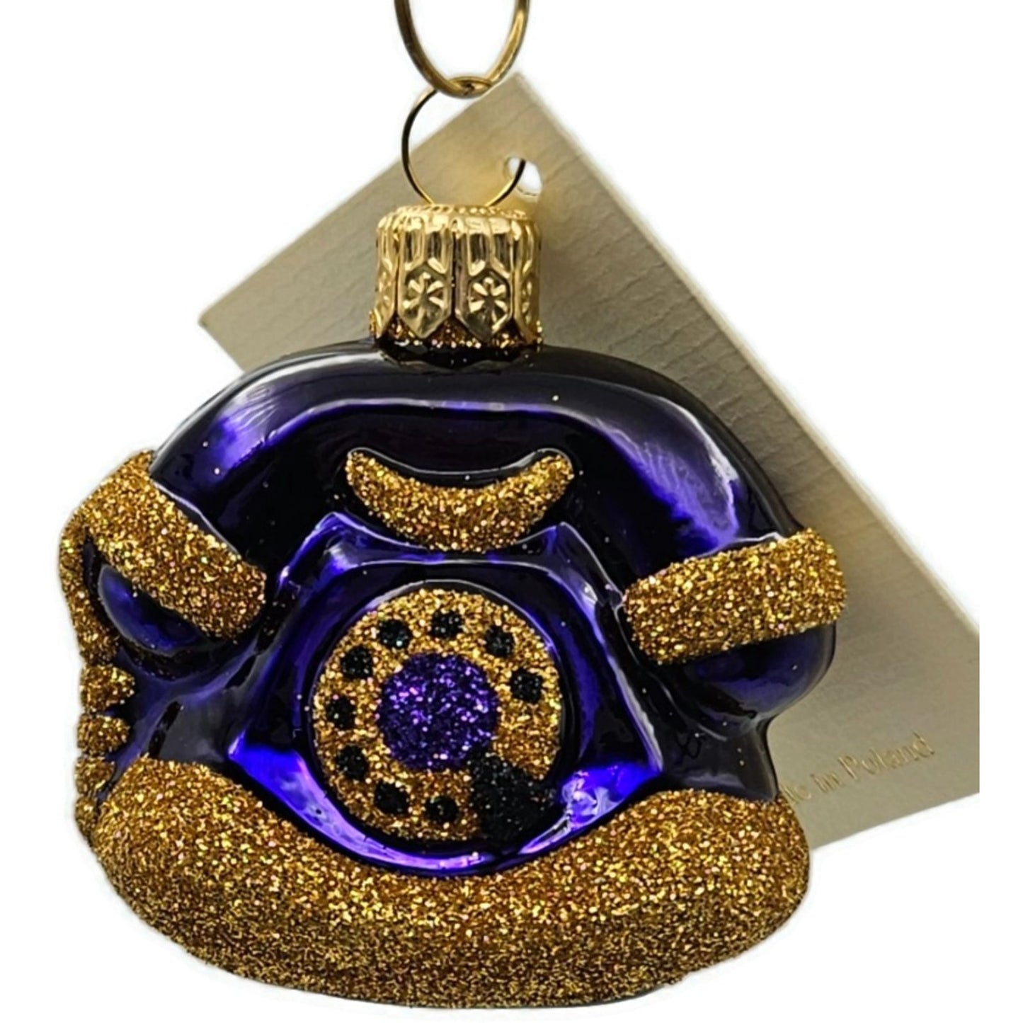 Patricia Breen Miniature Fine Phone Purple Gold Christmas Tree Ornament CATZ