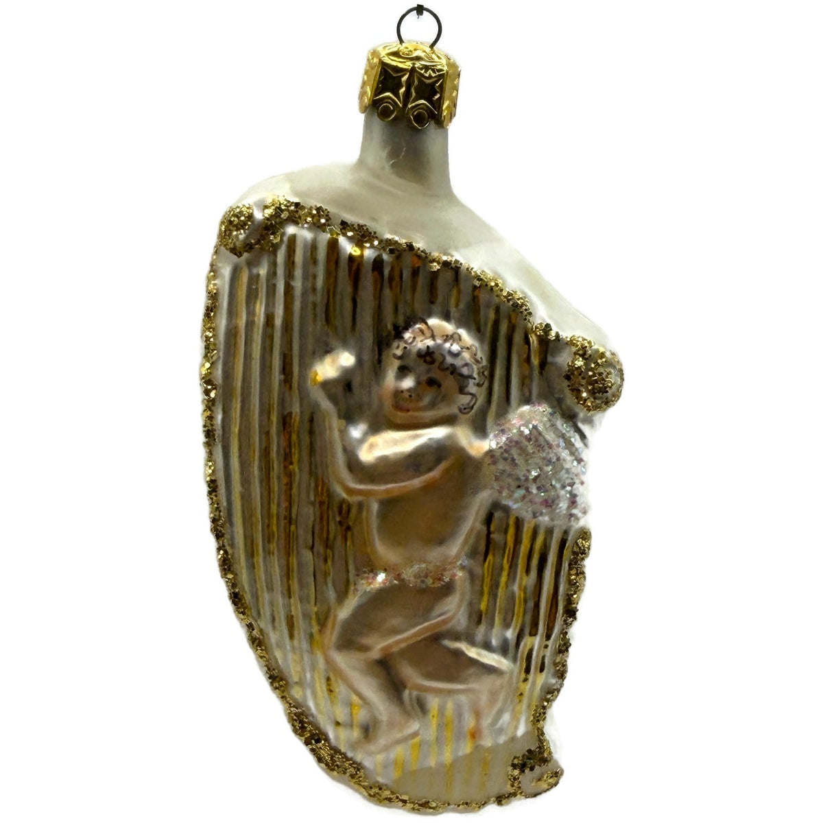 Christopher Radko Angel On Harp Gold Glass Christmas Tree Ornament 90-046-0