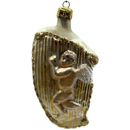 Christopher Radko Angel On Harp Gold Glass Christmas Tree Ornament 90-046-0