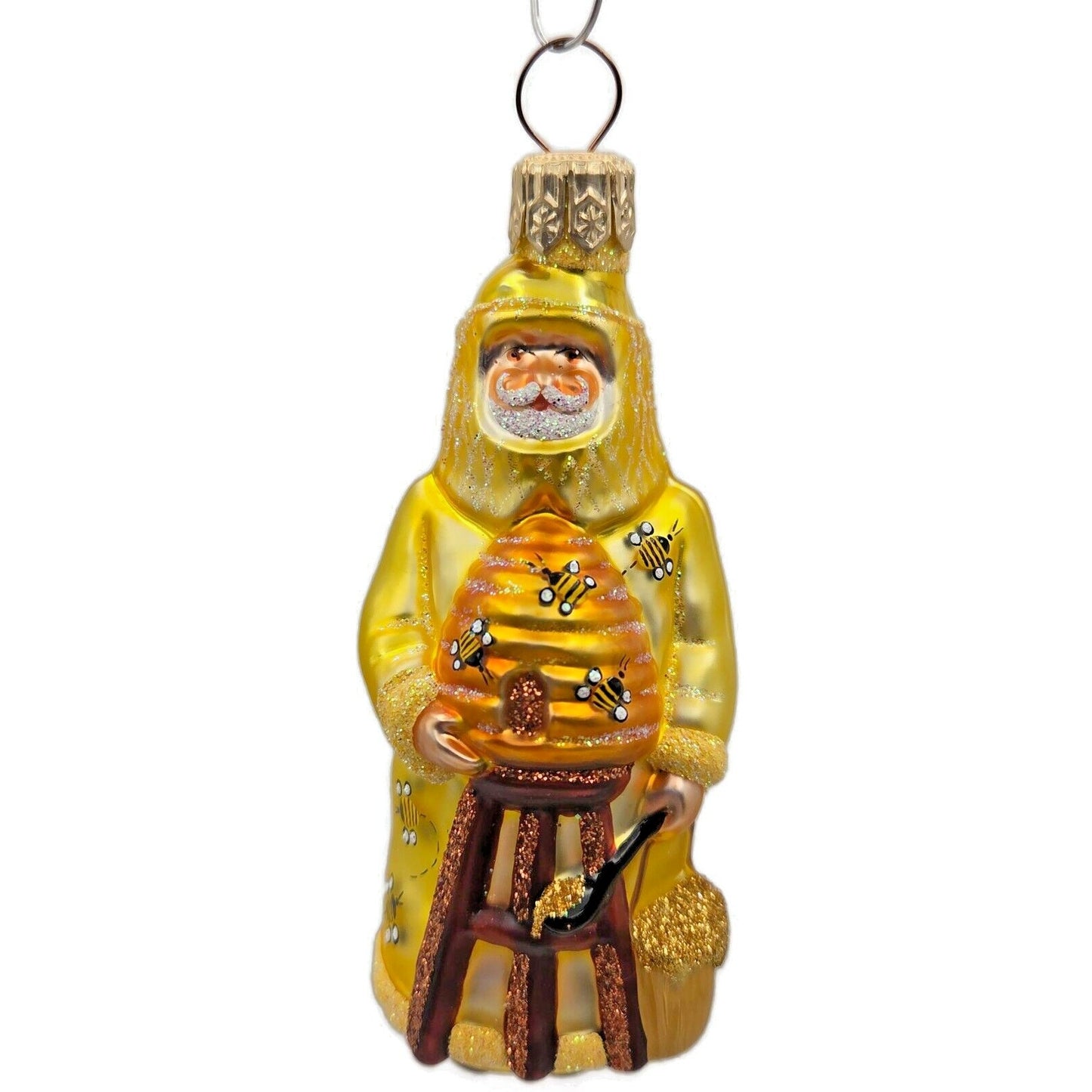Patricia Breen Miniature Beeskeeping Santa Yellow Spring Christmas Tree Ornament