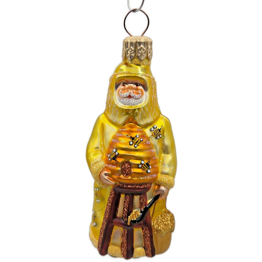 Patricia Breen Miniature Beeskeeping Santa Yellow Spring Christmas Tree Ornament
