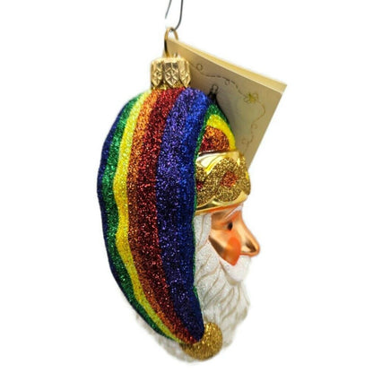 Patricia Breen Sparkle Plenty Rainbow Santa Claus Head Christmas Tree Ornament