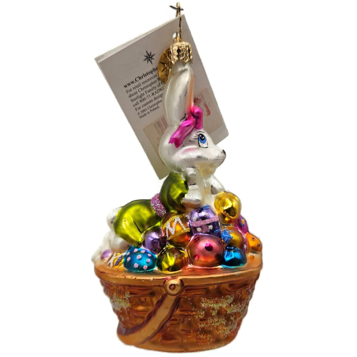 Christopher Radko Bunny Flirt Easter Bunny Egg Basket Ornament 02-0230-0
