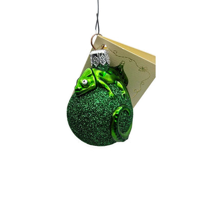 Patricia Breen Miniature Chameleon Green Glittered Christmas Tree Ornament