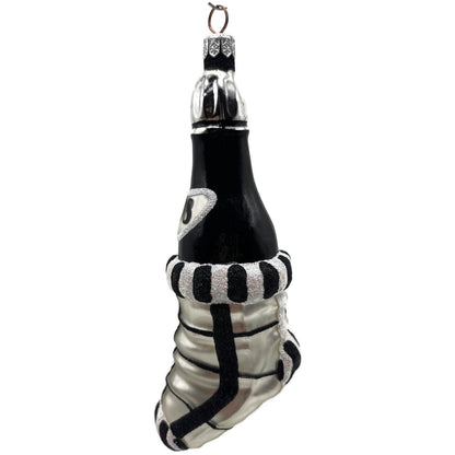 Patricia Breen Festive Stocking Black Silver Striped Christmas Tree Ornament NM