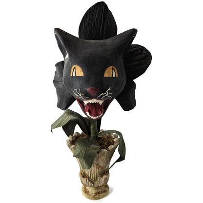 Bethany Lowe Scaredy Cat Orchid Halloween Black Paper Mache Flower Urn 18" Rare
