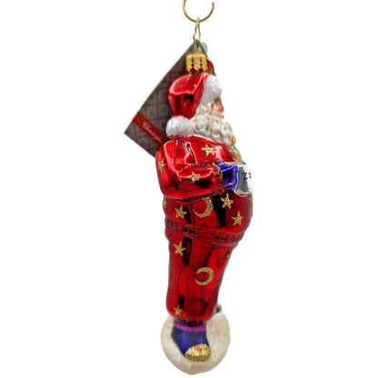 Christopher Radko Bedtime Santa Teddy Bear Stars Moon Christmas Ornament 1016169