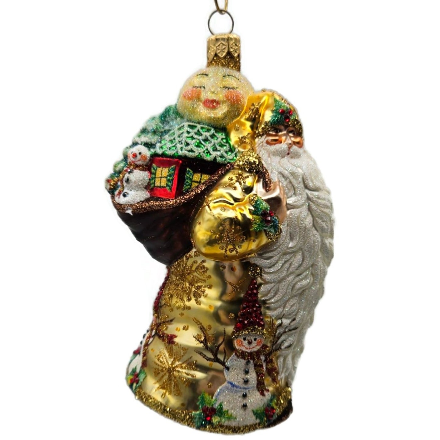 Patricia Breen Santa for Jessica Jeweled Holly Snowflakes Snowman Ornament 2500