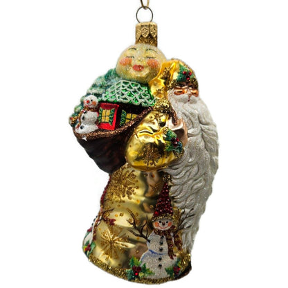 Patricia Breen Santa for Jessica Jeweled Holly Snowflakes Snowman Ornament 2500
