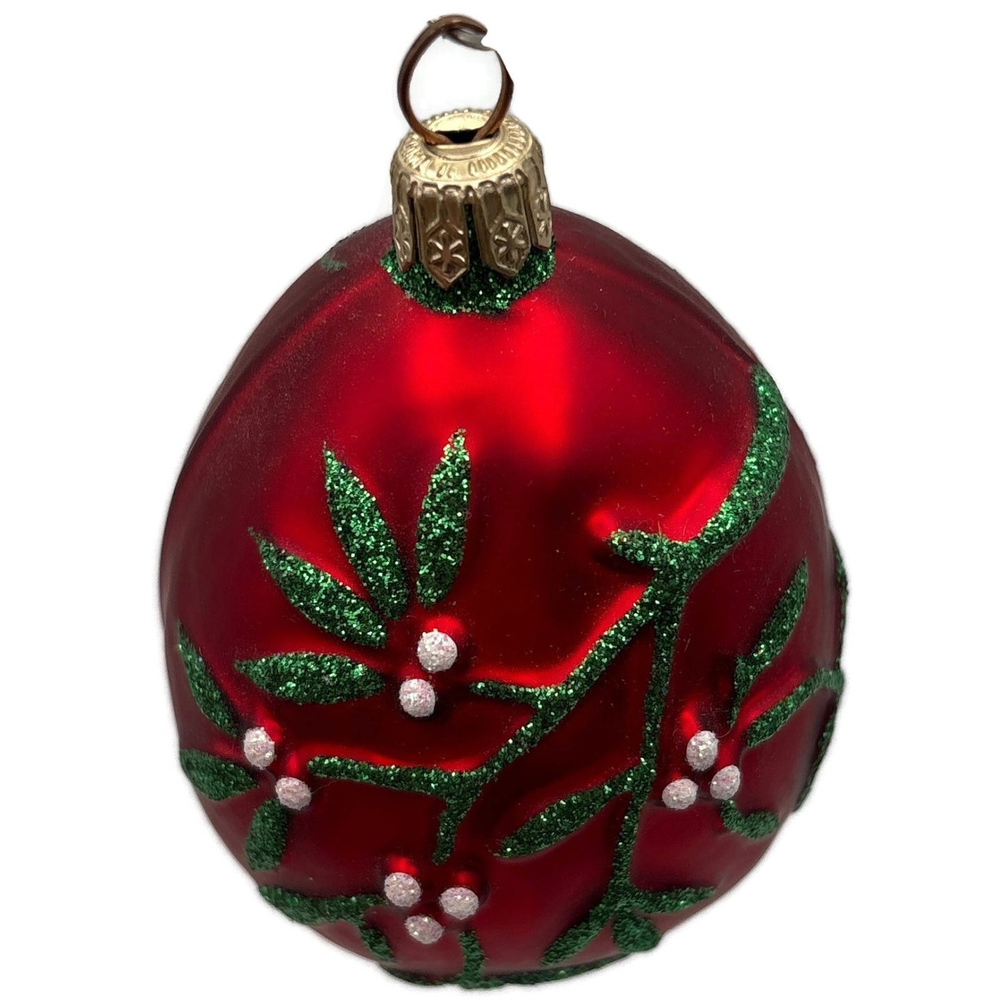 Patricia Breen Mistletoe Egg Shiny Red Green Heart Christmas Tree Ornament