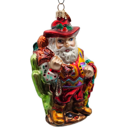 Christopher Radko Cow Boy Santa Claus Cactus Gifts Christmas Ornament 00-QVC-2
