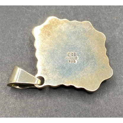 Blue Lace Agate Pendant Stud Earrings Set Marbled Stone 925 Sterling Silver CII