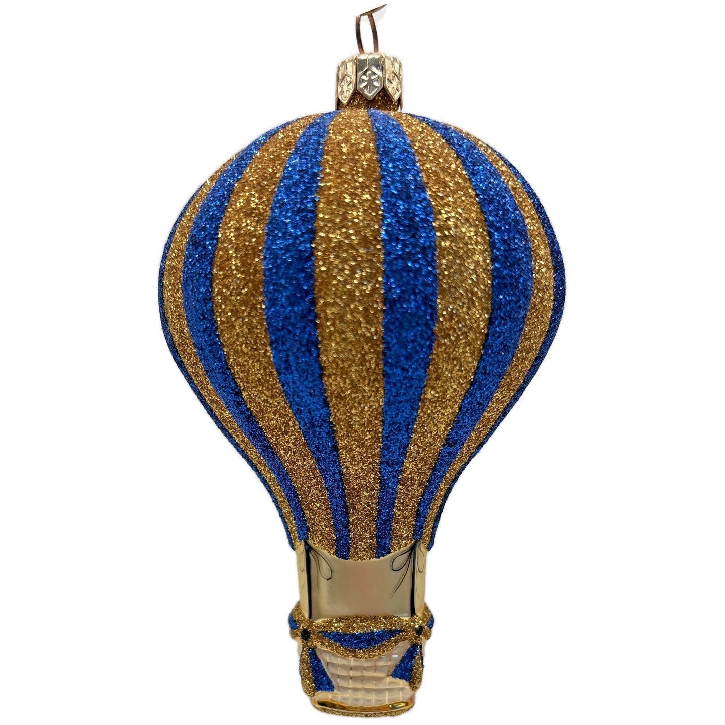 Patricia Breen Petite Balon Blue Gold Striped Balloon Christmas Tree Ornament