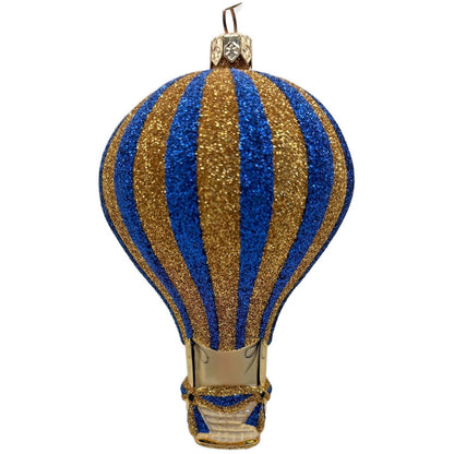 Patricia Breen Petite Balon Blue Gold Striped Balloon Christmas Tree Ornament