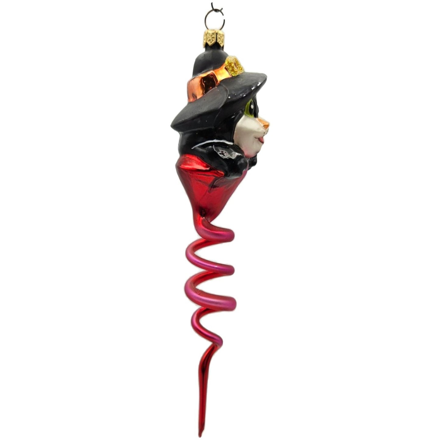 Christopher Radko Spiral Swirl Cat Hat Halloween Christmas Ornament 99-070-0