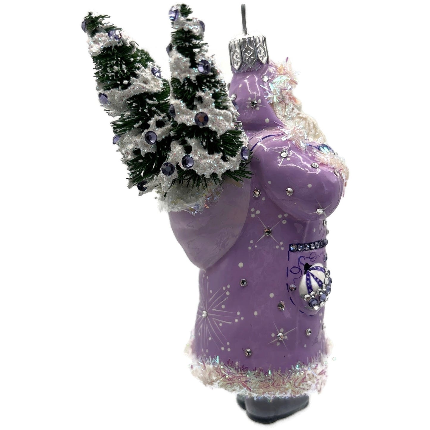 Patricia Breen Whose Woods Are These Lavender Santa Christmas Ornament CATZ