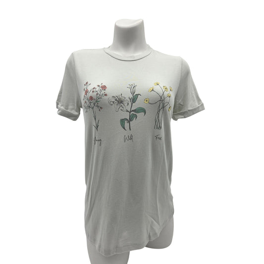 Womens Tee Shirt Cotton Floral Vintage Young Wild Free Green Lace & Lilac