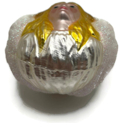 Patricia Breen Angel of Light Glittered Gold White Medallion Christmas Ornament