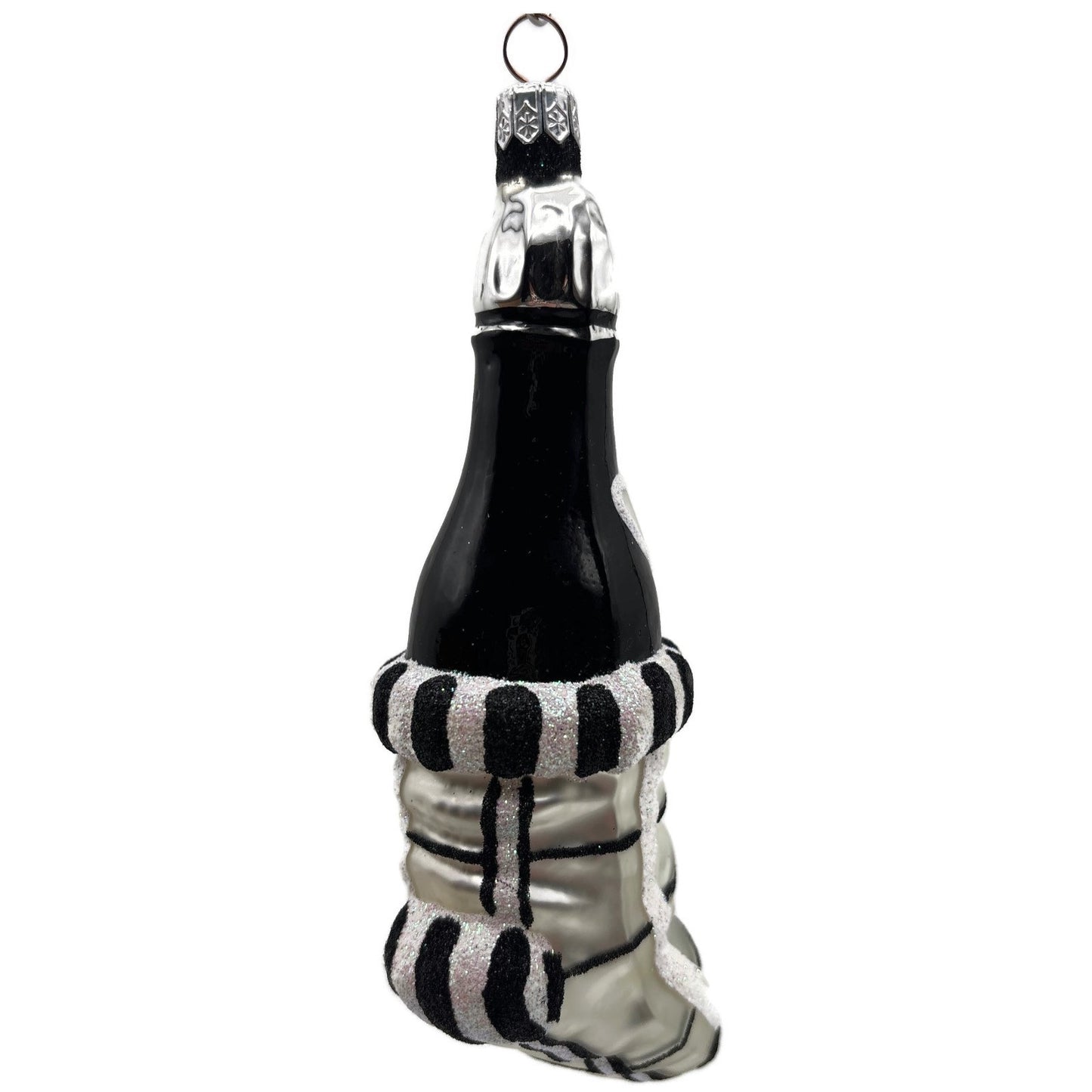 Patricia Breen Festive Stocking Black Silver Striped Christmas Tree Ornament NM