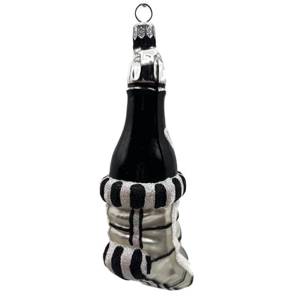 Patricia Breen Festive Stocking Black Silver Striped Christmas Tree Ornament NM