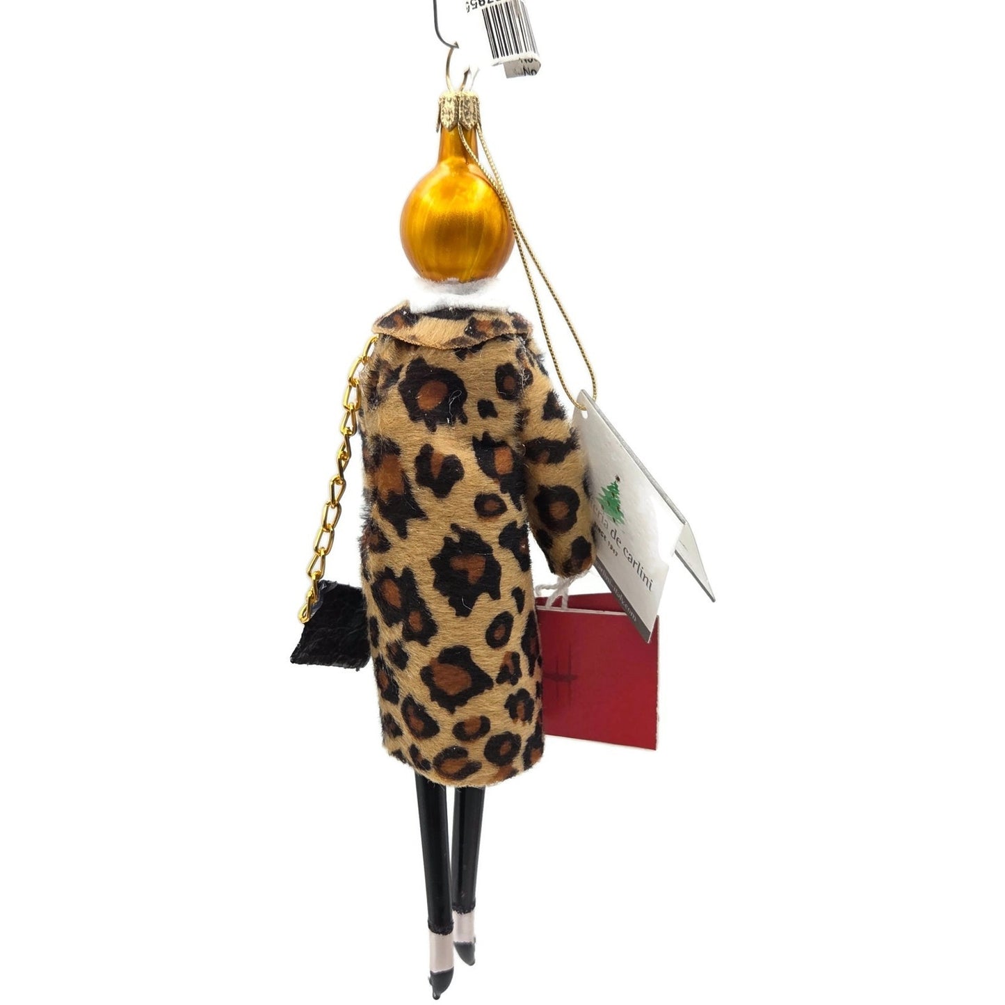 Soffieria De Carlini Fashionista Lady In Leopard Coat Shop Christmas Ornament