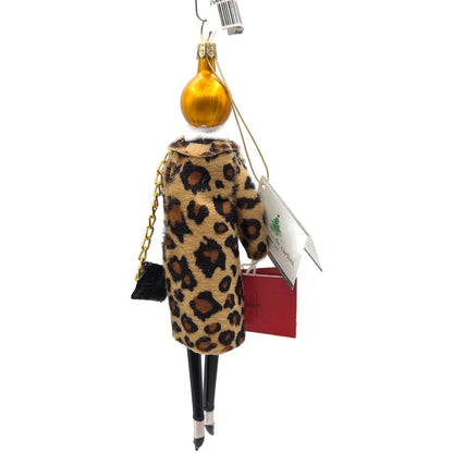Soffieria De Carlini Fashionista Lady In Leopard Coat Shop Christmas Ornament