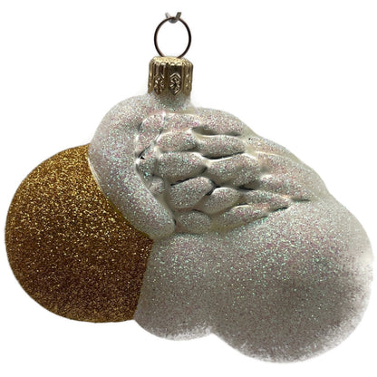Patricia Breen Snow Angel in Flight Glittered White Gold Christmas Tree Ornament