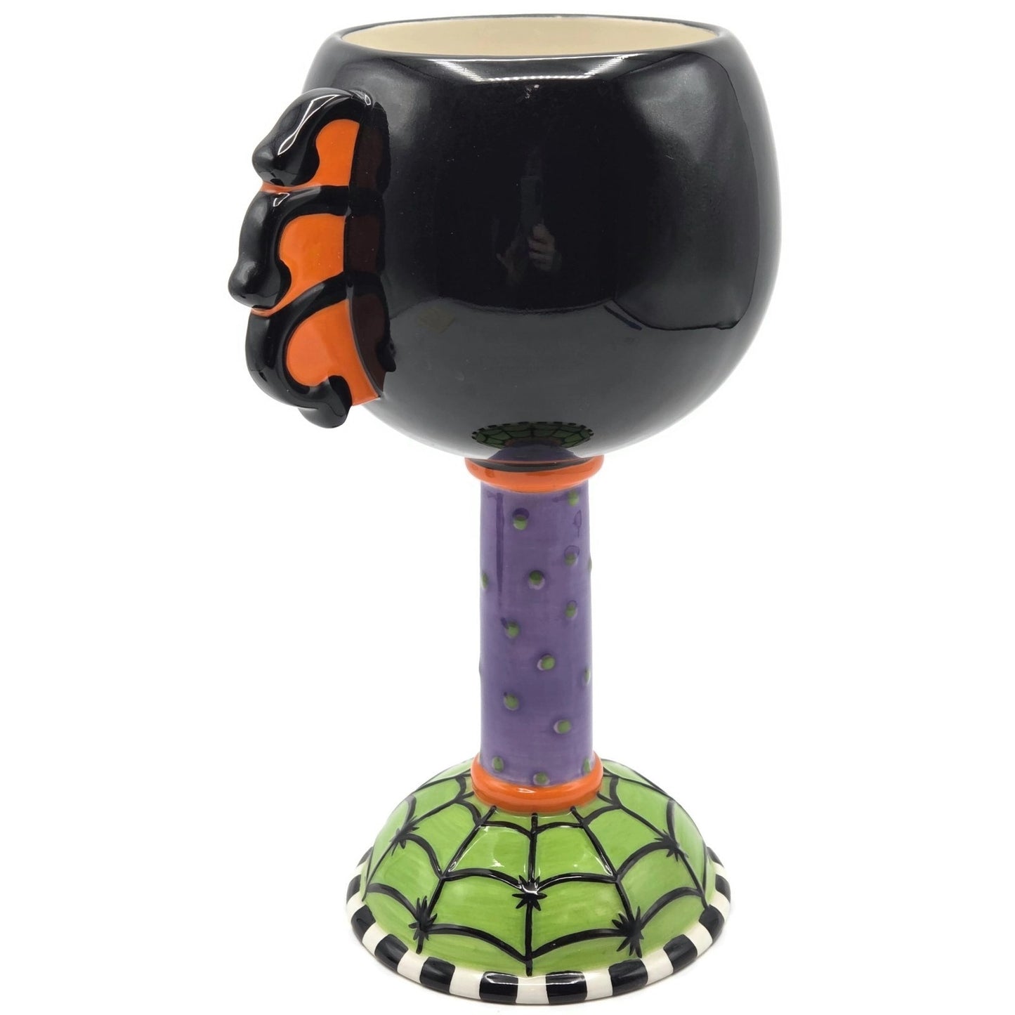 Department 56 Halloween Google Eye Black Spider Web Goblet Spooky Party Drink