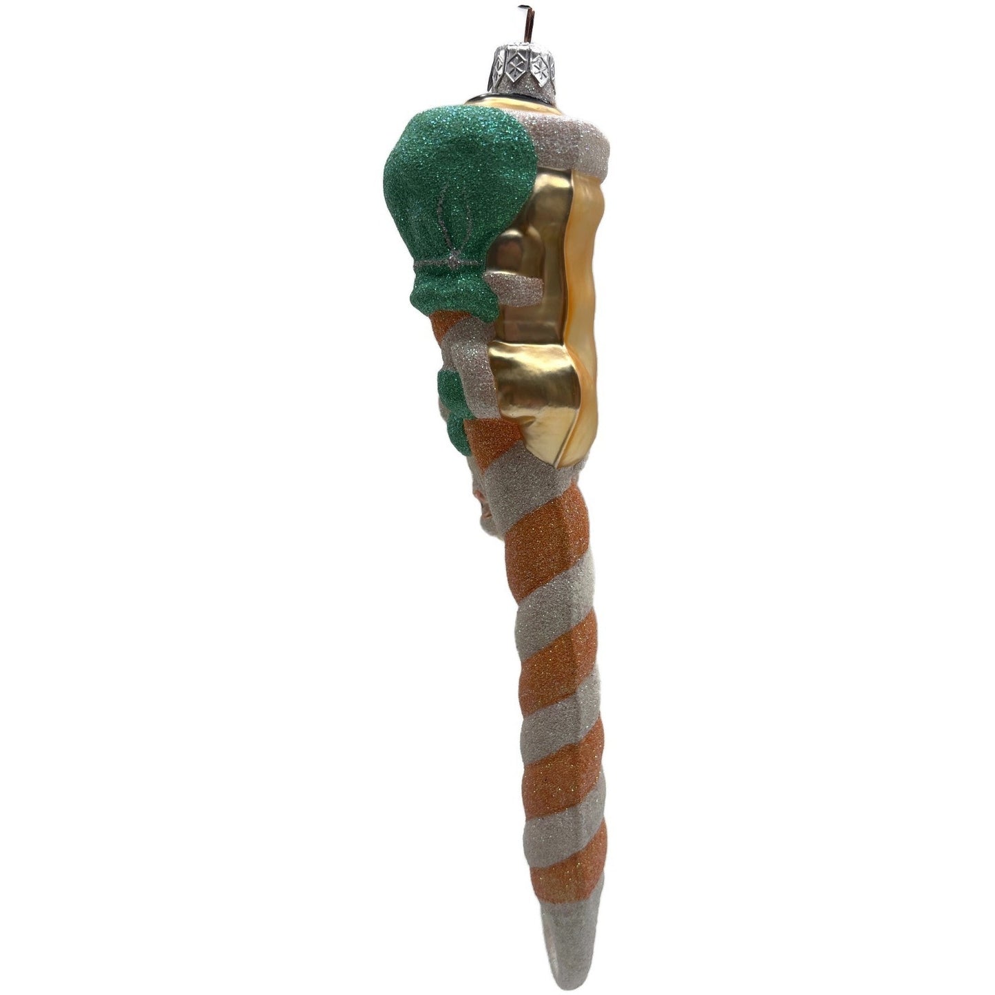 Patricia Breen Peppermint Santa Peach Striped Christmas Ornament Peachtree Place