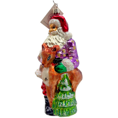 Christopher Radko Santa's Helper Deer Glitter Christmas Tree Ornament 98-206-0