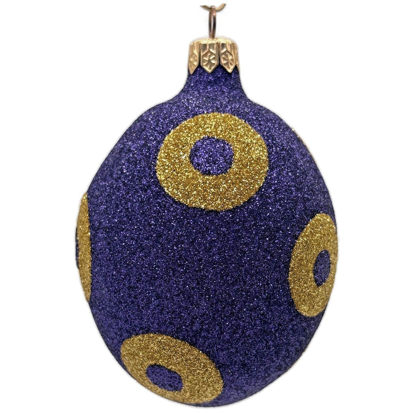 Patricia Breen Egg Purple Gold Polka Dot Easter Christmas Tree Ornament Glitter