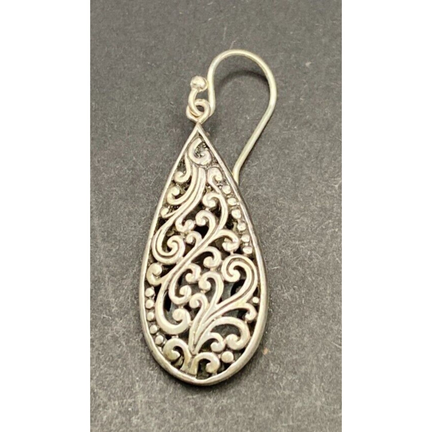 Samuel B Teardrop Shape Dangle Hook Earrings 925 Sterling Silver Filigree NWT