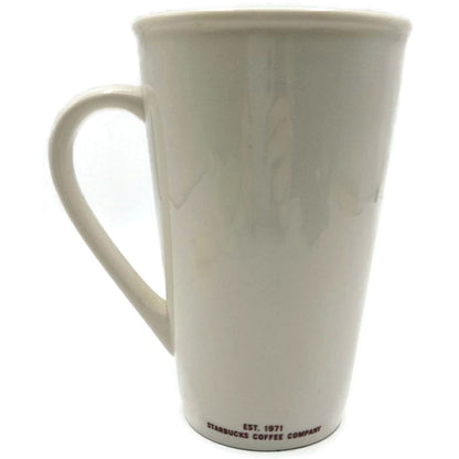 Starbucks Grande 2010 Coffee Mug White Ceramic Tall Latte Cup Barista Style