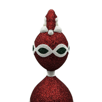 Patricia Breen Faberge Finial Red Santa Claus Glitter Christmas Holiday Topper