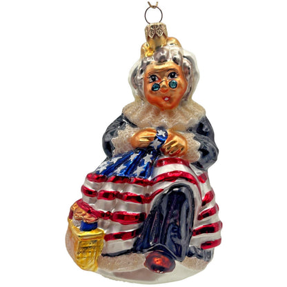 Christopher Radko Betsy Ross Sewing American Flag Patriotic Ornament 98-113-0