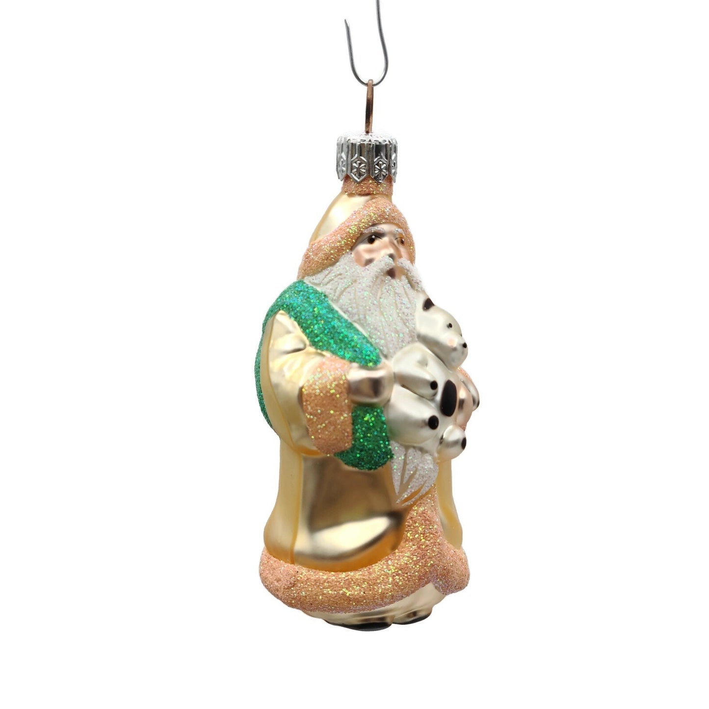 Patricia Breen Miniature Santa Claus and Teddy Peach Christmas Tree Ornament