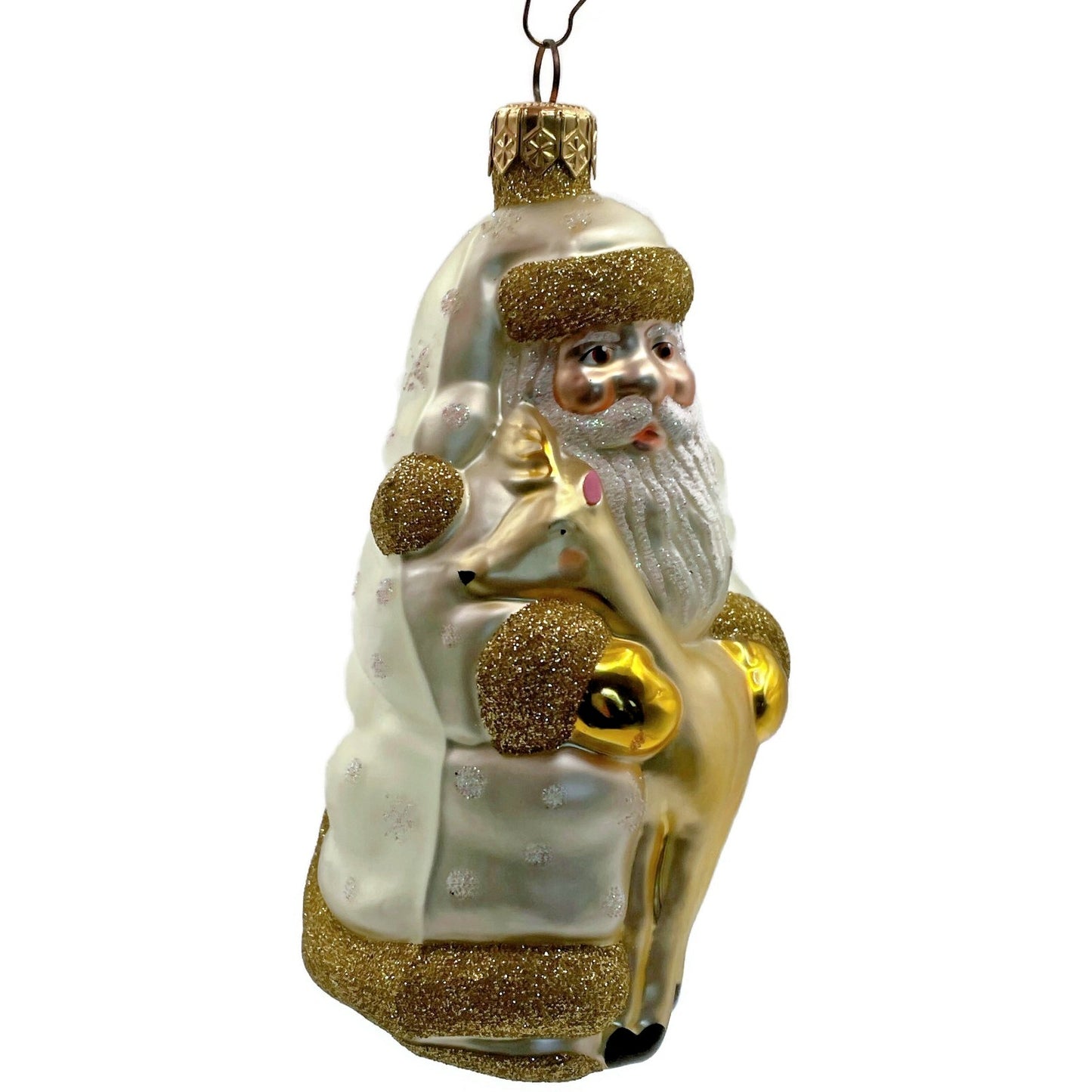 Patricia Breen Santa and Sarenka Pearl Dots Snowflakes Christmas Tree Ornament