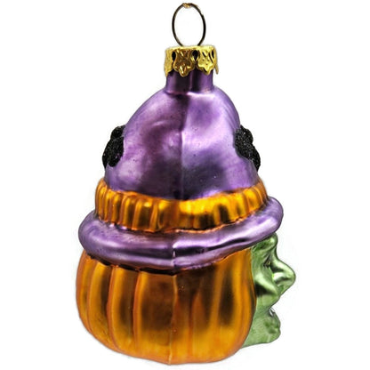 Green Witch Face Purple Hat Bat Blown Glass Halloween Ornament Department 56