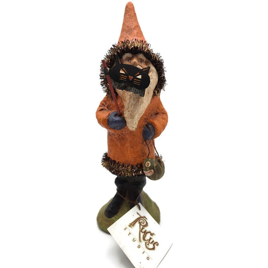 Rucus Studios Scott Smith Halloween Figure 2001 Paper Mache Santa in Orange Coat