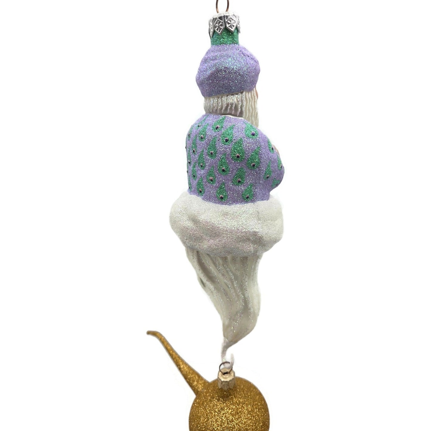 Patricia Breen Three Wishes Lavender Gold Genie Peacock Christmas Tree Ornament