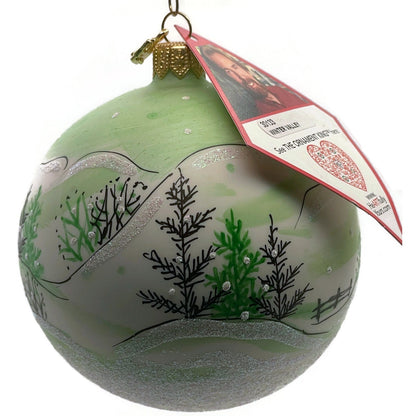 Heartfully Yours Orb Winter Valley Scenery Village Snow Christmas Tree Ornament